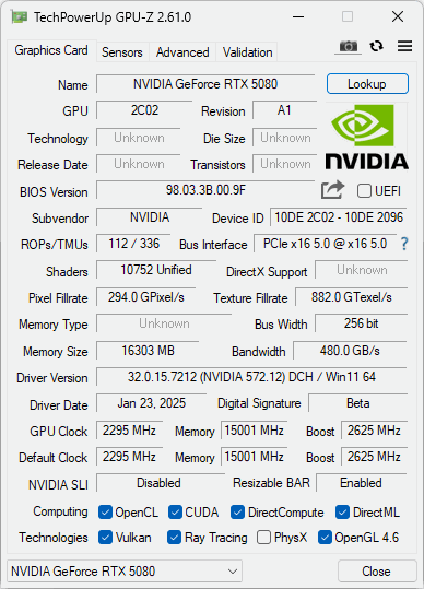 Die wichtigen Eckdaten der Karte in GPU-Z.