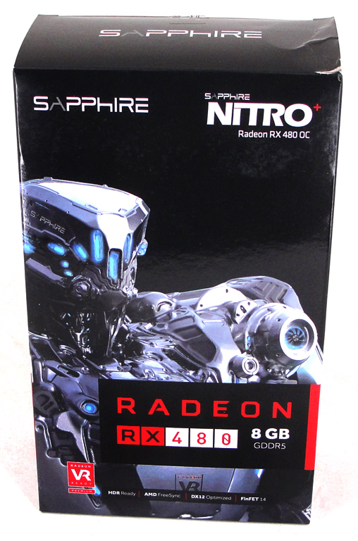 Die Verpackung der Sapphire NITRO+ Radeon RX 480 8G D5 OC auf einen Blick.